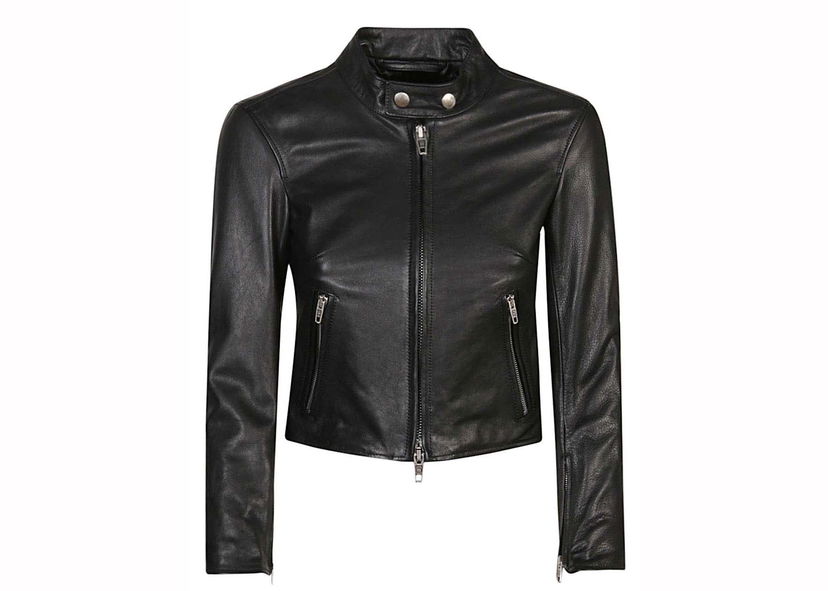 Jakna Balenciaga Leather Jacket Black Crna | 775707TOS081000