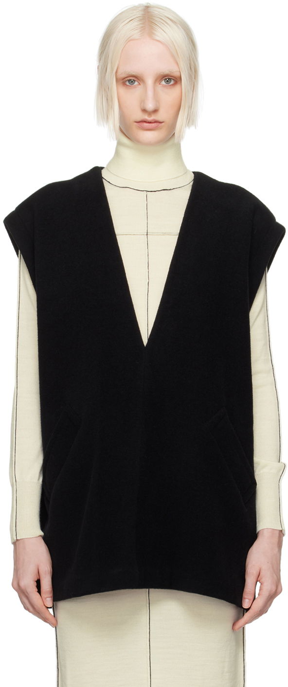 Prsluk Maison Margiela MM6 Black Plunging V-Neck Vest Crna | S52NF0011 M20020
