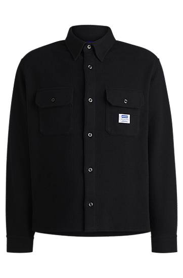 Košulja BOSS Oversized Cotton Blend Shirt Crna | 50534184