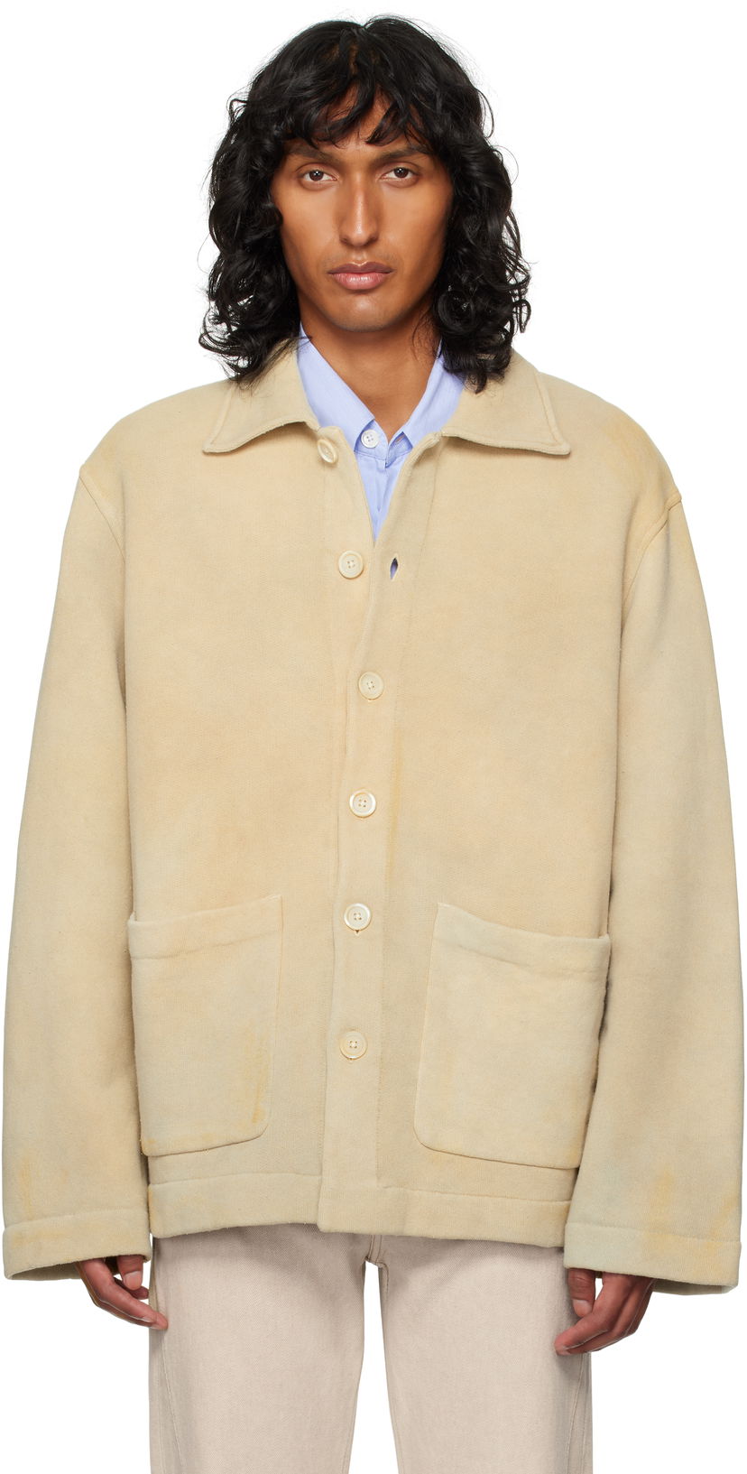 Jakna OUR LEGACY Cardigan with Patch Pockets Bež | M4246SA