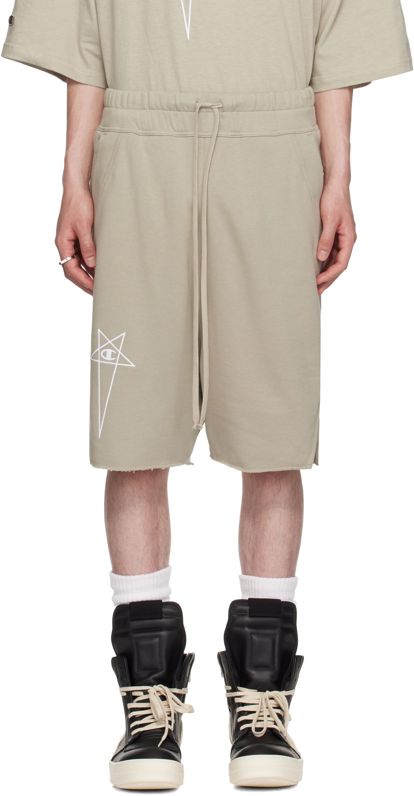 Kratke hlače Rick Owens Rick Owens Champion Edition Beveled Pods Shorts Bež | CM01E1688 CHFE FELPA