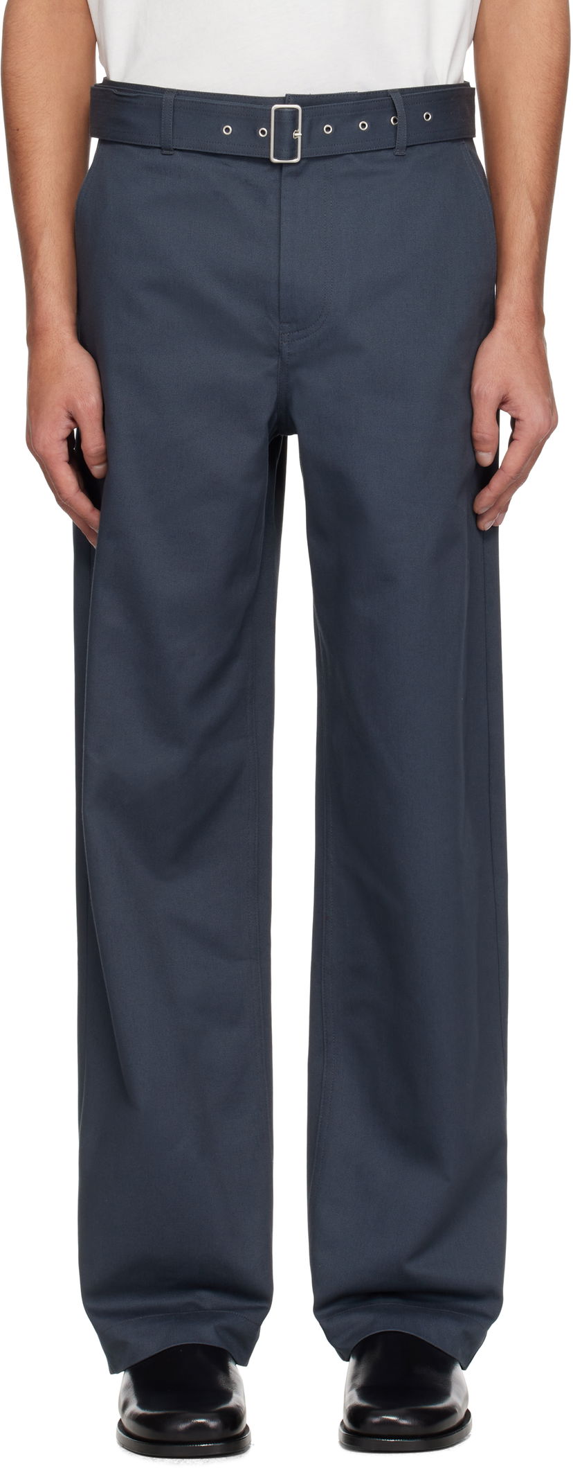 Hlače MAISON KITSUNÉ Maison Kitsuné Belted Trousers Plava | OM01123WW9043