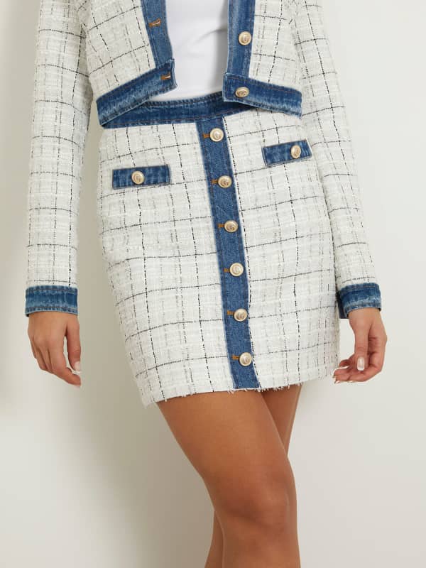 Suknja GUESS Tweed Mini Bijela | W4GD0LWFWW2