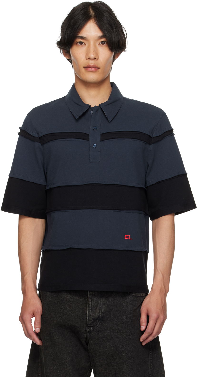 Polo majica Eckhaus Latta Eckhaus Latta Striated Polo Tamnoplava | 1401-EL-PF25-M