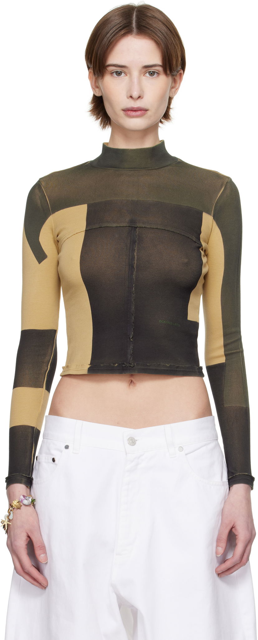 Crop top Eckhaus Latta Eckhaus Latta Lapped Baby Crop Top Smeđa | 305-EL-PS25-R -