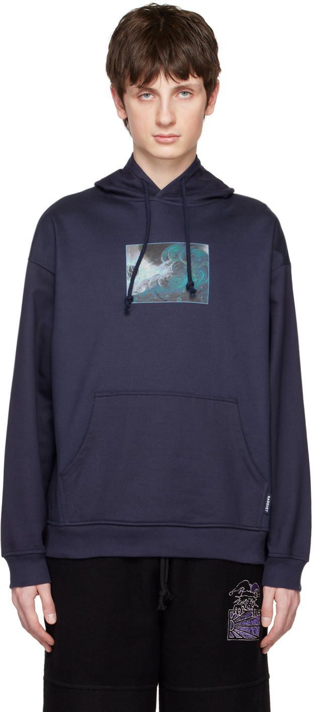 Dukserice PACCBET Rassvet Navy Printed Hoodie Tamnoplava | PACC12T122