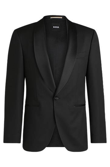 Jakna BOSS BOSS Tuxedo Jacket in Virgin Wool Serge Crna | 50469185, 0