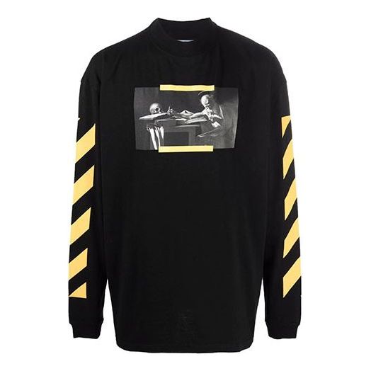 Džemper Off-White Off-White Caravaggio Painting Stripe Long Sleeve Loose Fit T-Shirt Crna | OMAB032F21JER0061084