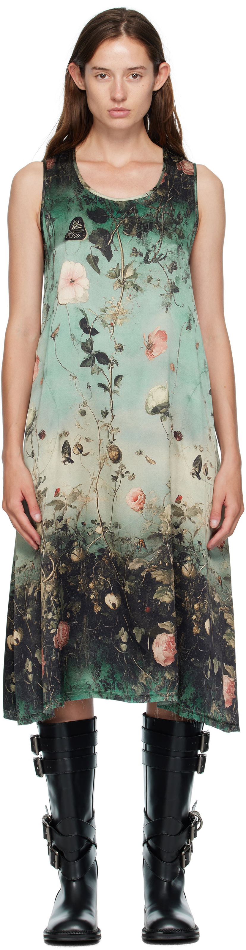 Haljina R13 R13 Sleeveless Floral-Print Midi Dress Zelena | R13WR304-R584A