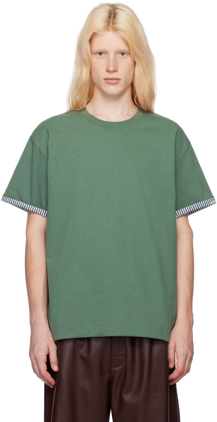 Majica kratkih rukava Bottega Veneta Double-Layer T-Shirt Zelena | 754683V39G0