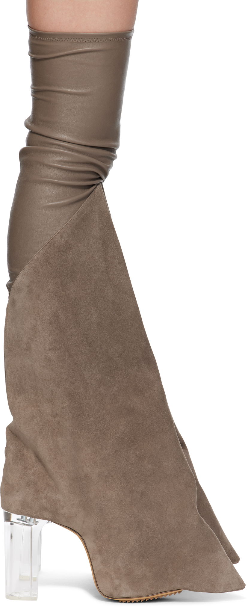 Haljina Rick Owens Rick Owens Hollywood Taco Kiss Suede Tall Boots Siva | RO01E7843 LSLVS0
