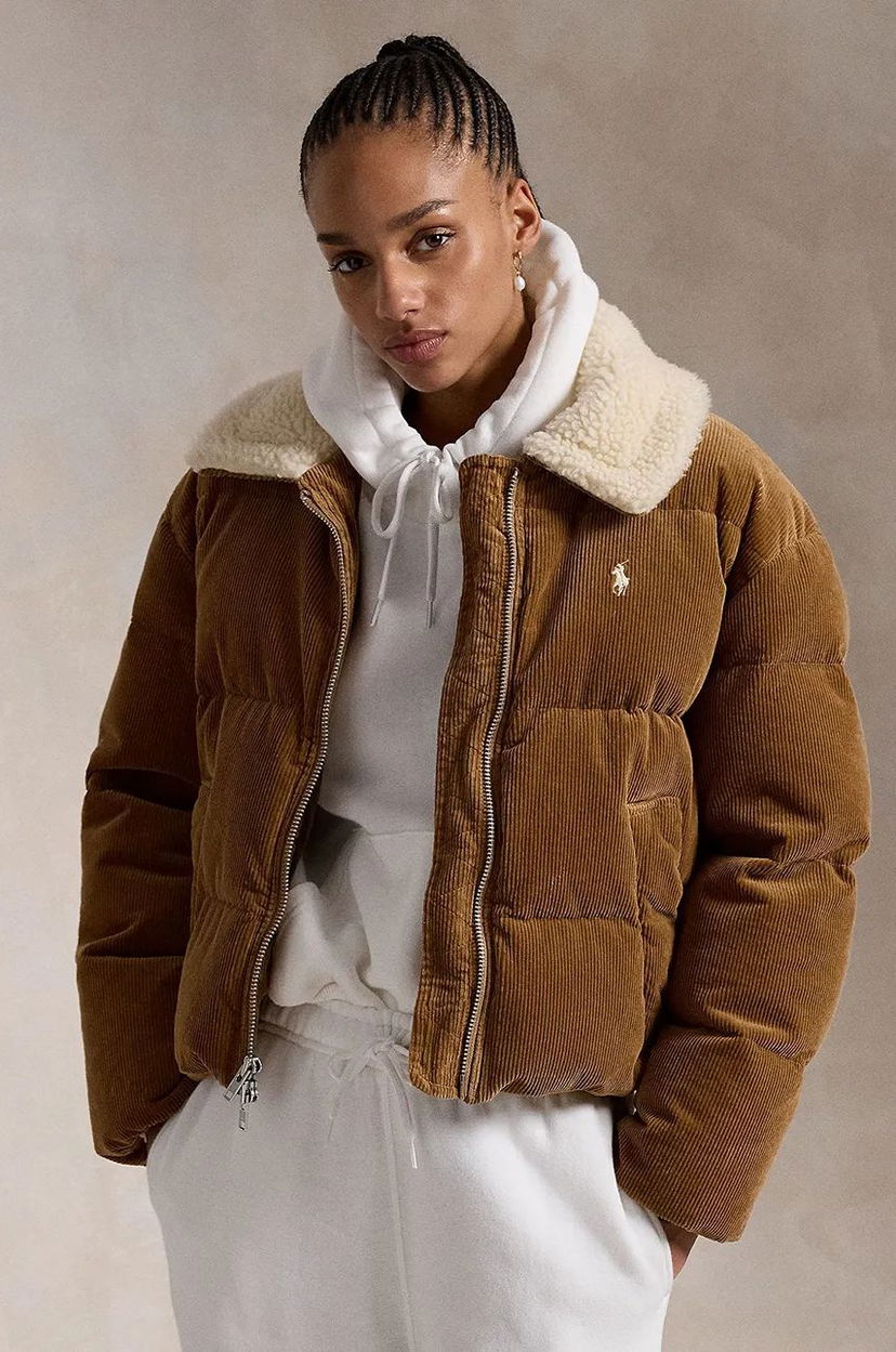 Pernata jakna Polo by Ralph Lauren Corduroy Puffer Jacket Smeđa | 211947668