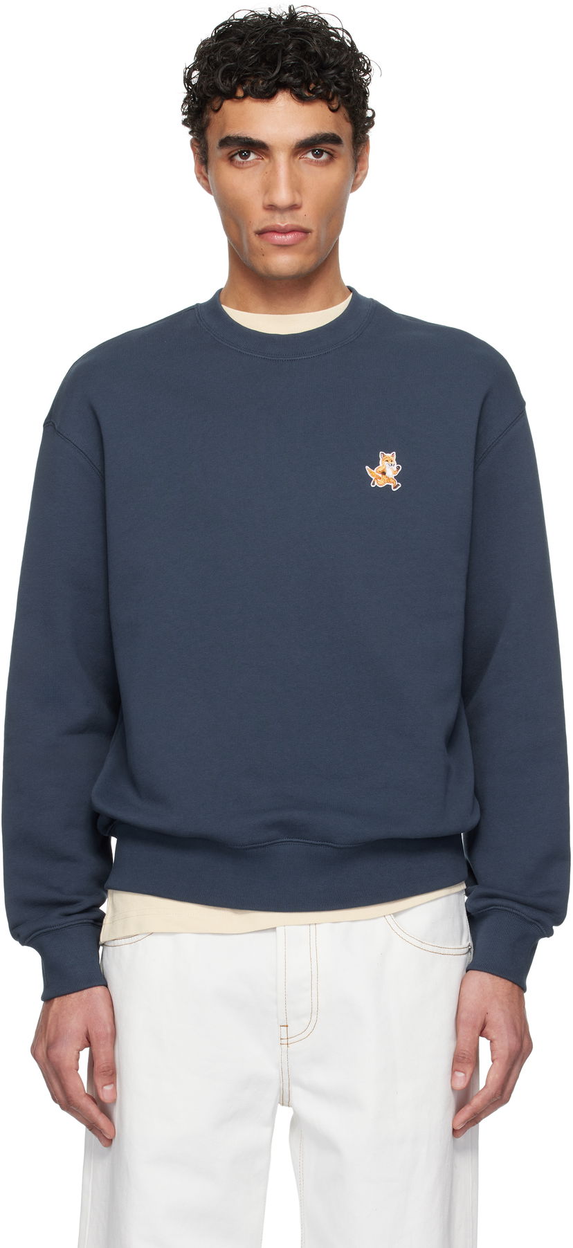 Dukserice MAISON KITSUNÉ Maison Kitsuné Speedy Fox Patch Comfort Sweatshirt Tamnoplava | MM00313KM0321