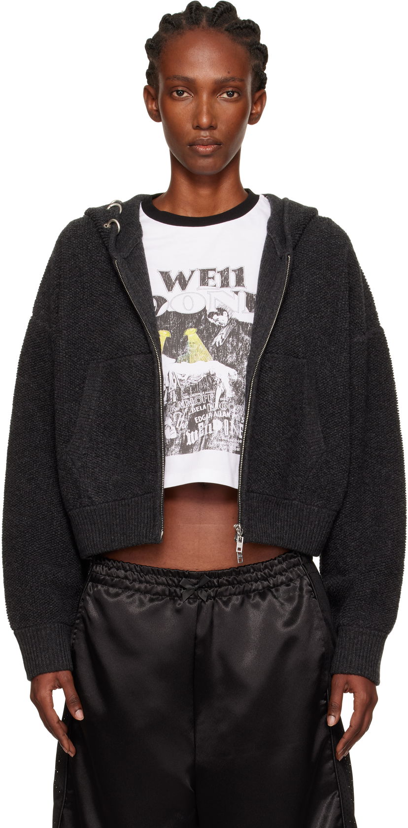 Dukserice We11done We11done Cashmere Knit Zip-Up Hoodie Siva | WD-KJ2-25-641-W-CH