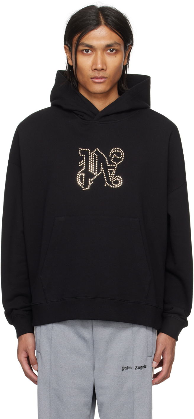 Dukserice Palm Angels Monogram Statement Hoodie Crna | PMBB126R24FLE0081077