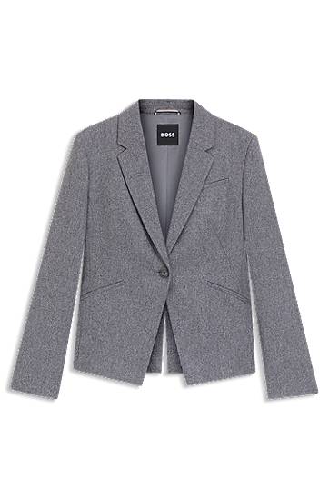 Jakna BOSS Slim-Fit Flannel Blazer Siva | 50548754