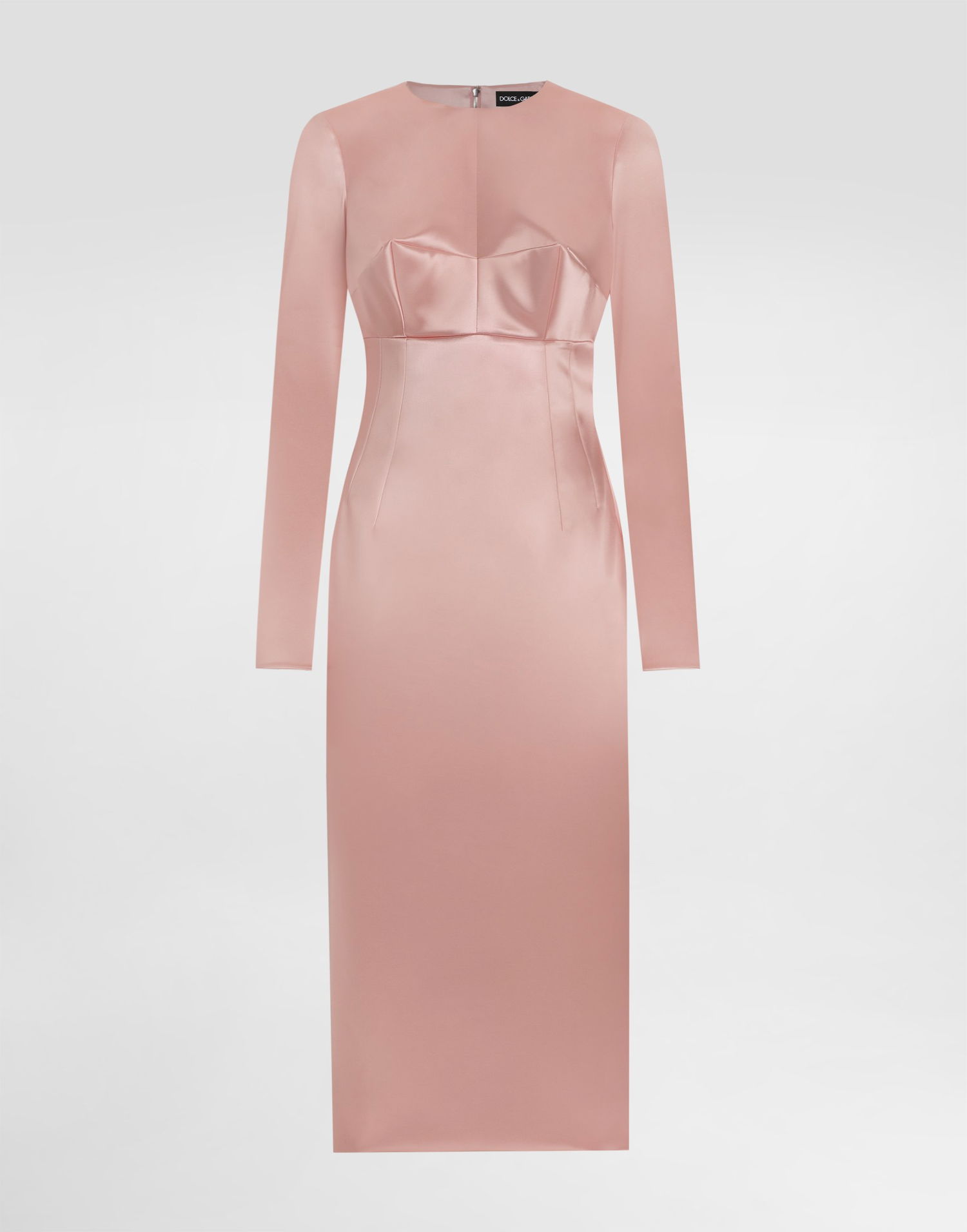 Haljina Dolce & Gabbana Dolce & Gabbana Stretch Satin Round-Neck Calf-Length Dress Ružičasta | F6TRHTFURADF0372, 0