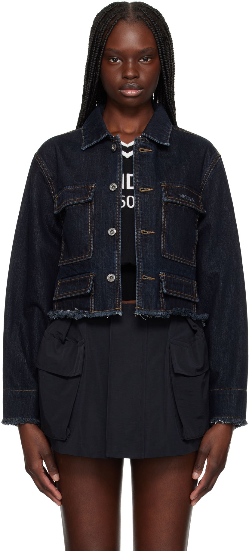 Jakna We11done We11done Cropped Denim Jacket Plava | WD-DJ1-25-301-W-BL