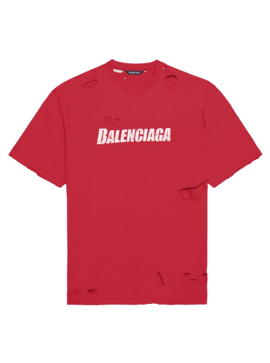 Majica kratkih rukava Balenciaga Caps Destroyed Flatground T-shirt Crvena | 651795TKVB86295