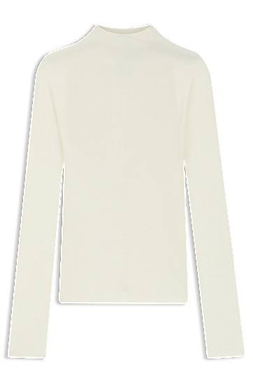 Džemper BOSS Mock-neck sweater in merino wool with mixed ribbing Bež | 50549166, 0
