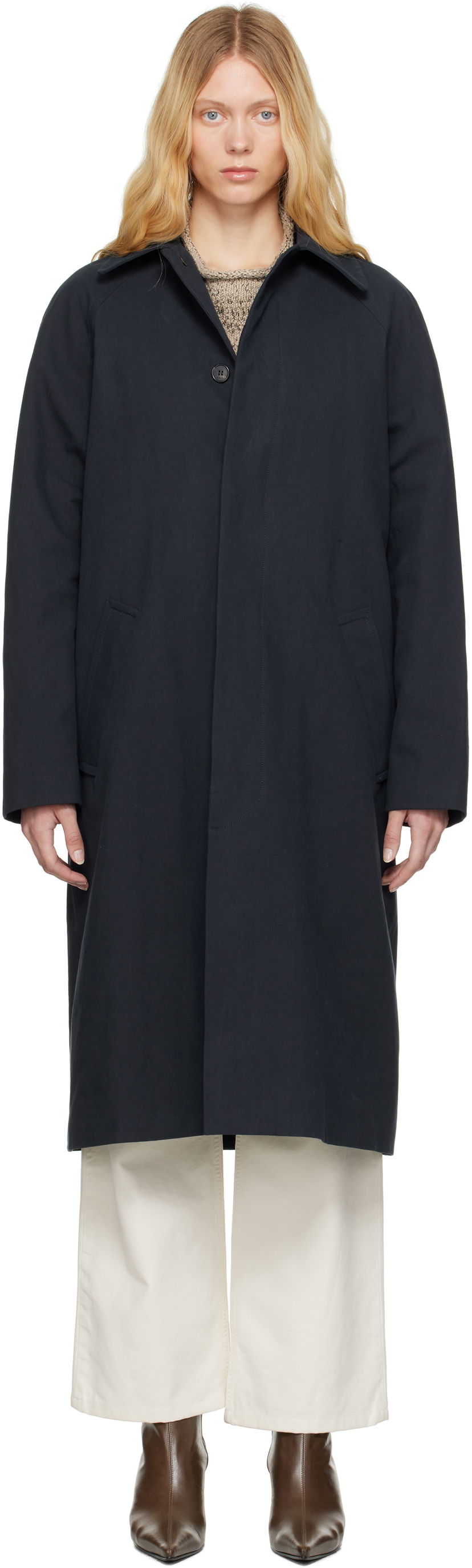 Trenčkot A.P.C. A.P.C. Eduoard Mac Trench Coat Tamnoplava | COGXT-M01549