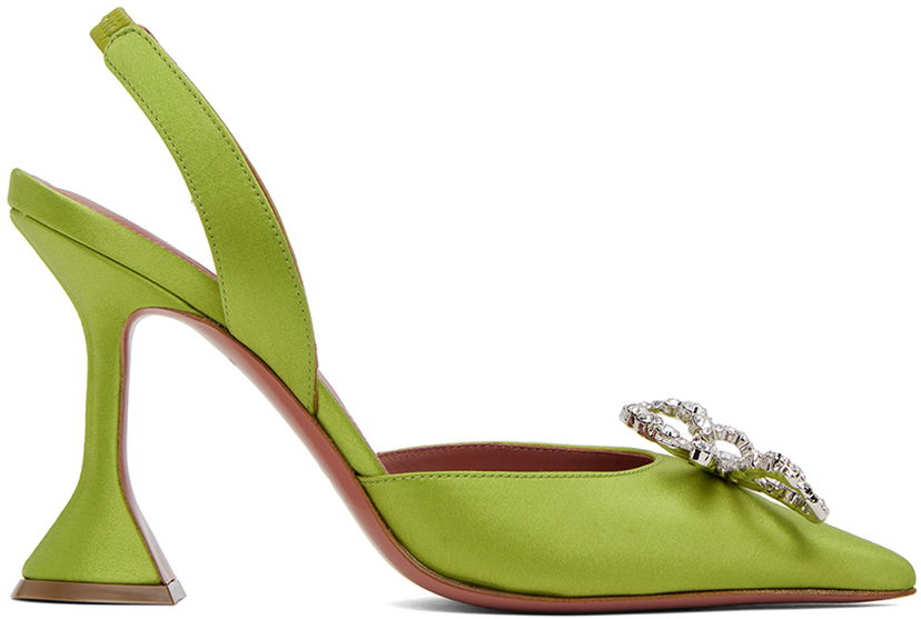 Tenisice i cipele Amina Muaddi Sling 95 Satin Heels Zelena | ROSIE SLING CL SATIN