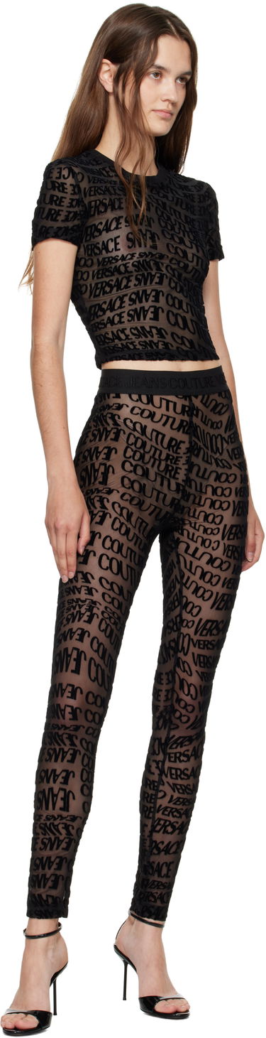 Majica kratkih rukava Versace Versace Jeans Couture Tulle Flock Liquify T-Shirt Crna | E79HAH602_EJS490, 3