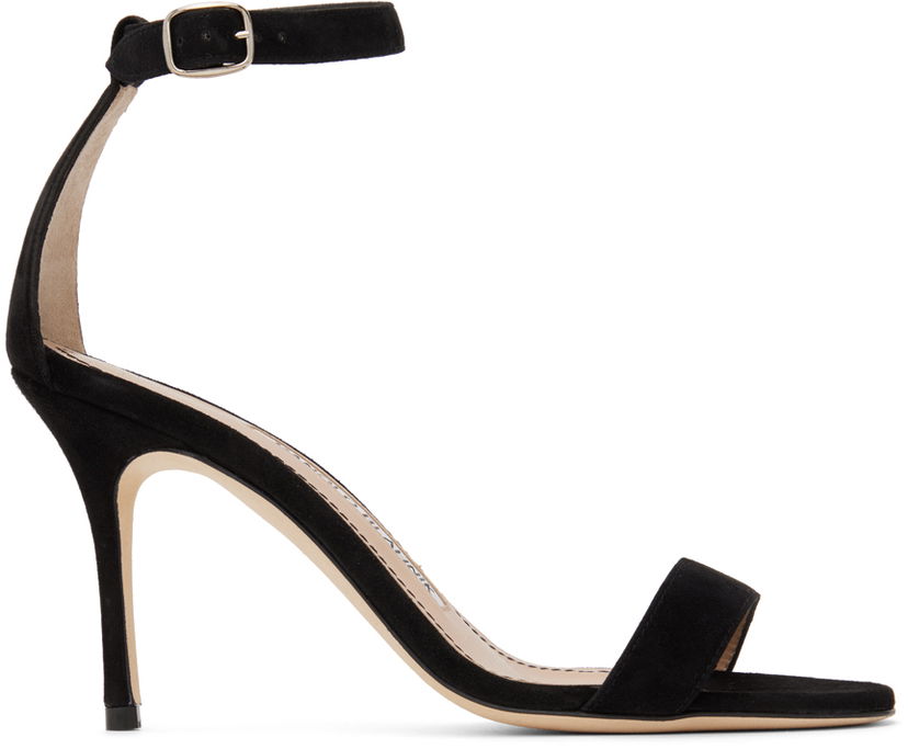 Odjeća Manolo Blahnik Manolo Blahnik Chaos Suede Heeled Sandals Crna | 9XX-0740