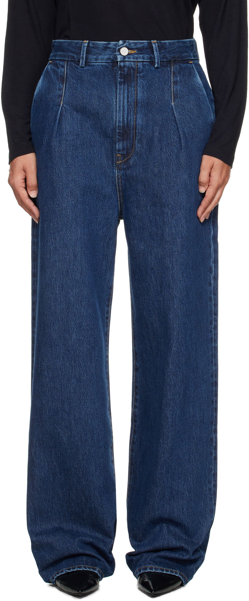 Jeans Loulou de Saison Loulou de Saison Attu Pleated Jeans Plava | ATTU LDS