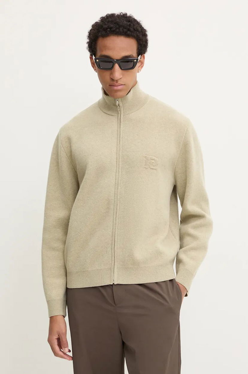 Džemper Nanushka Zip-Up Wool Sweater Bež | NM24PFSW00472