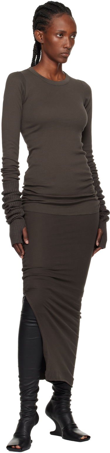 Majica kratkih rukava Rick Owens DRKSHDW Concordians Ribbed Long-Sleeve T-shirt Smeđa | DS02E7217 RN, 3