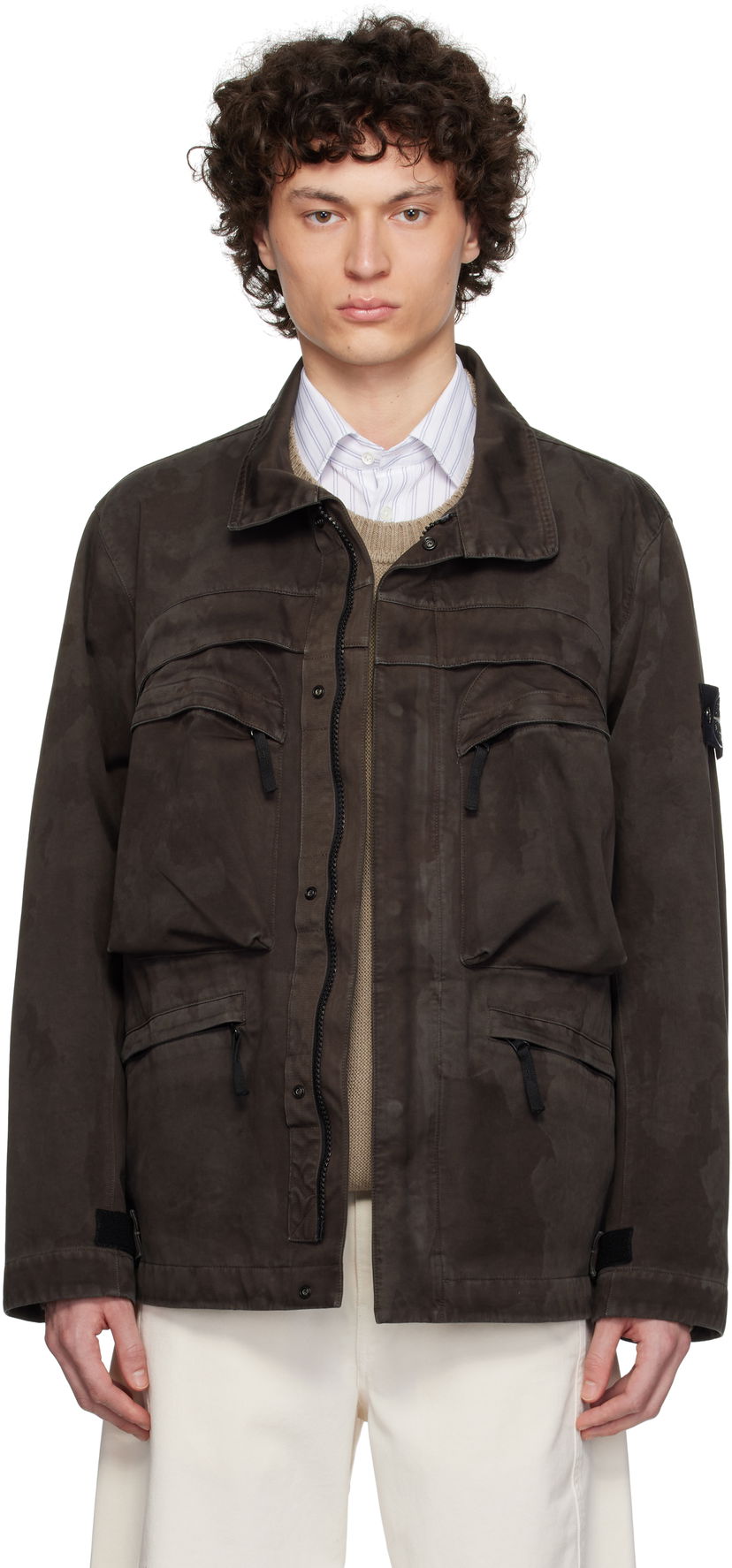 Parka Stone Island Stone Island Laser Camo 3L Raso Gommato Jacket Smeđa | K1S15 4100022 S0078