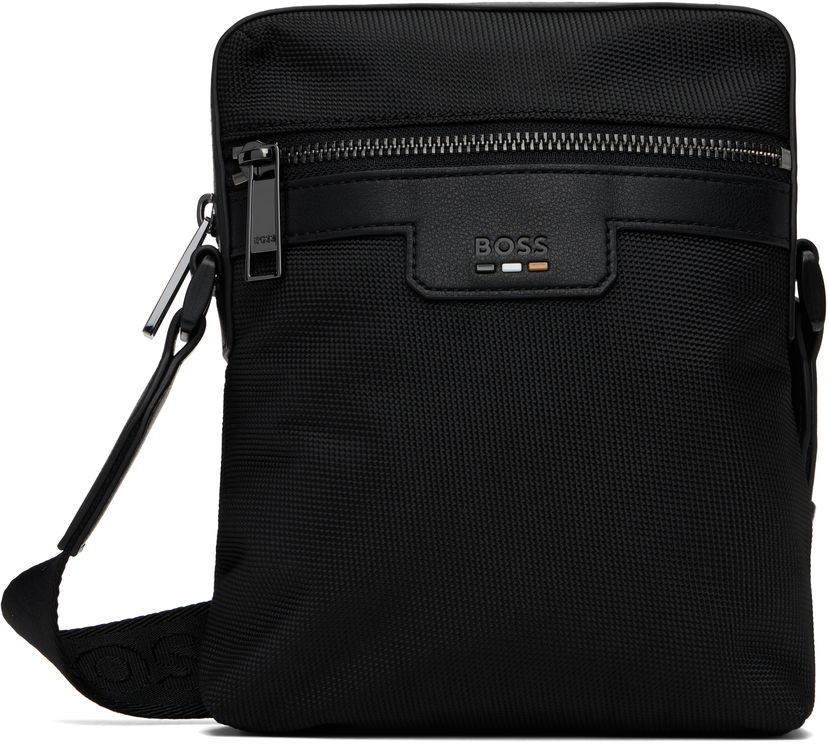 Torba za rame BOSS Embossed-Logo Bag Crna | 50536169