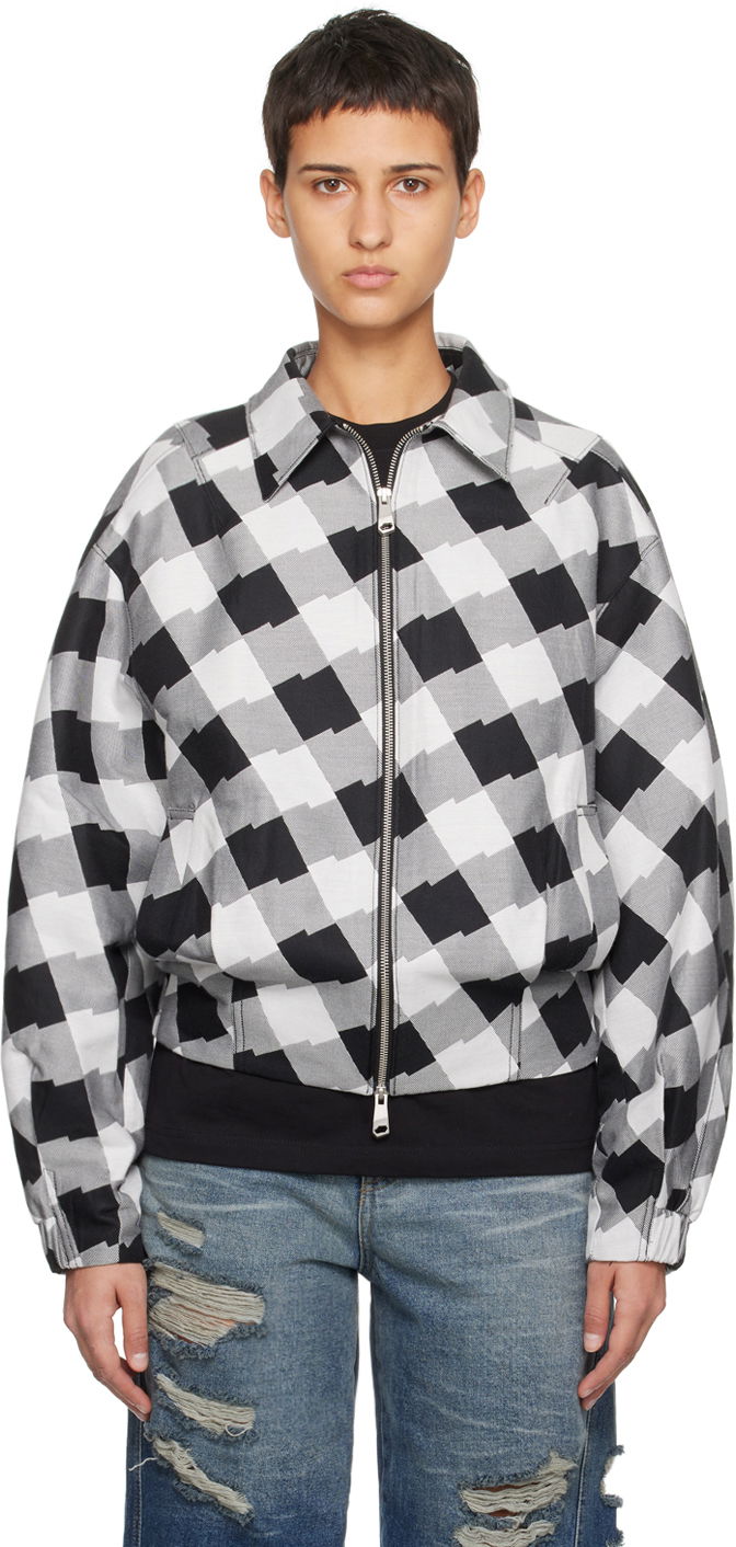 Bomber jakna ADER ERROR Check Print Zip-Up Jacket Crna | BMADFWJK1001WH