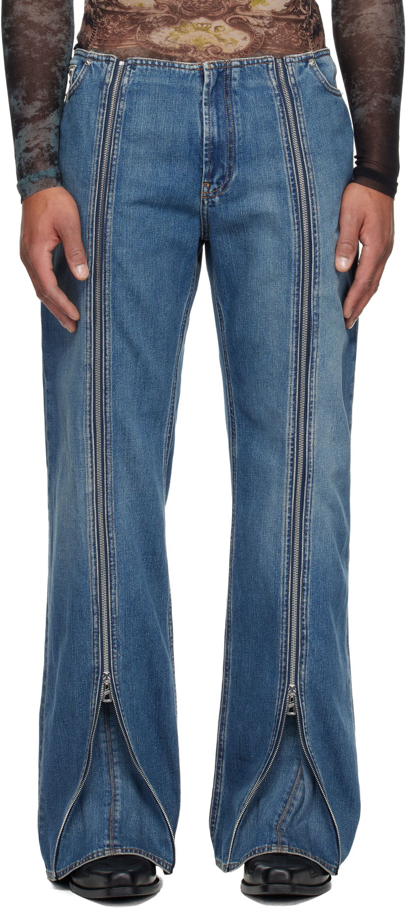 Jeans Jean Paul Gaultier Jean Paul Gaultier Zipped Seam Flare Jeans Plava | 25/04-W-TR031-D025-57