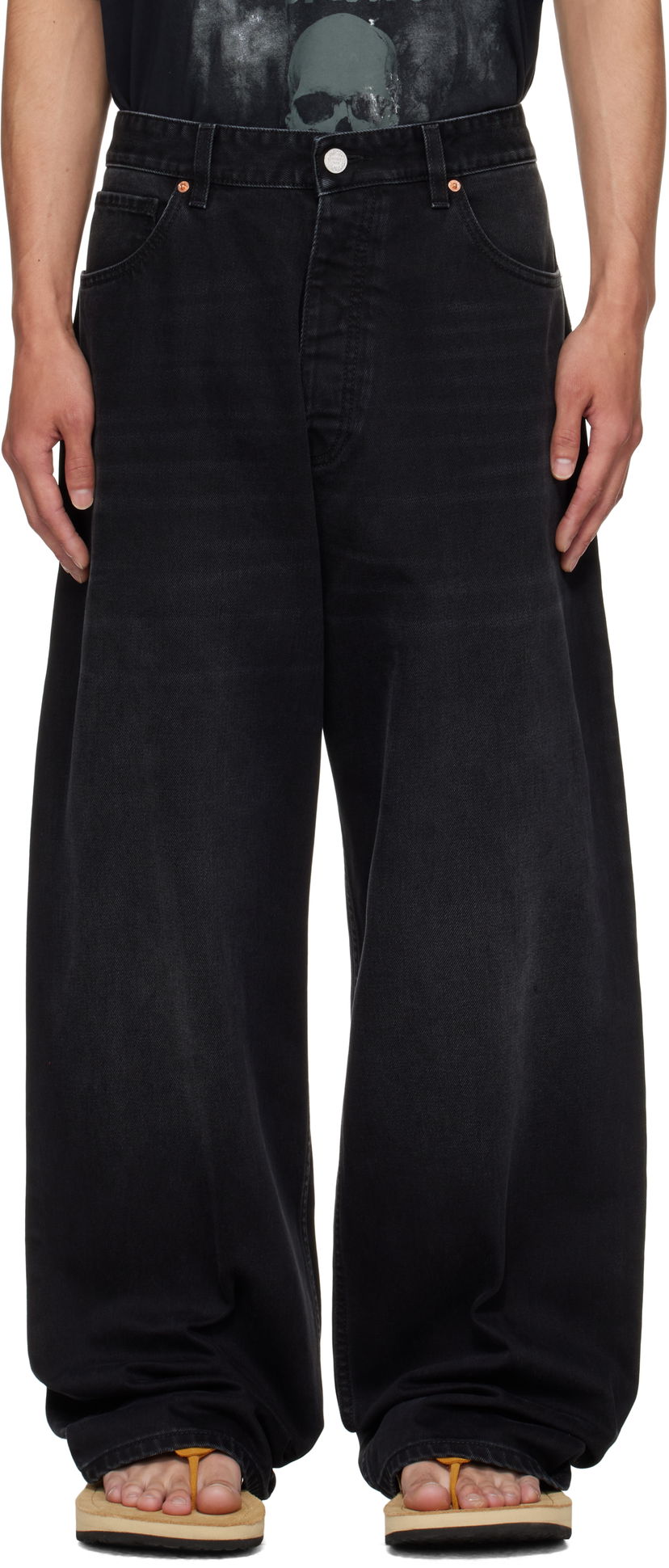 Jeans VETEMENTS Vetements Anarchy Reworked Wide-Leg Jeans Crna | UH76DP110B2