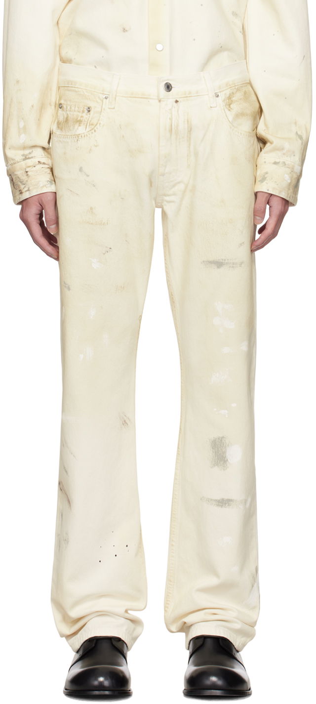 Jeans Helmut Lang Helmut Lang Low-Rise Painted Jeans Bež | O05DM201