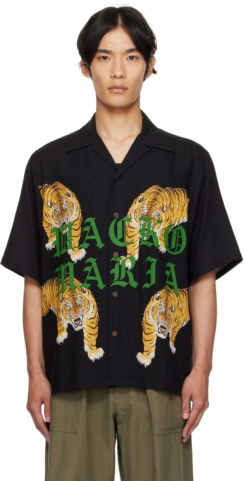 Košulja WACKO MARIA WACKO MARIA Tim Lehi Tiger Print Shirt Crna | 25SS-WMS-HI07