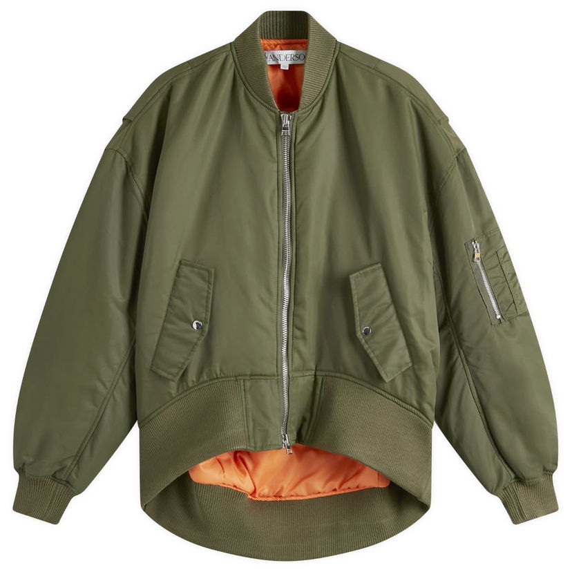 Bomber jakna JW Anderson JW Anderson Oversized Curved Hem Bomber Jacket Zelena | JK0357-PG1696-595