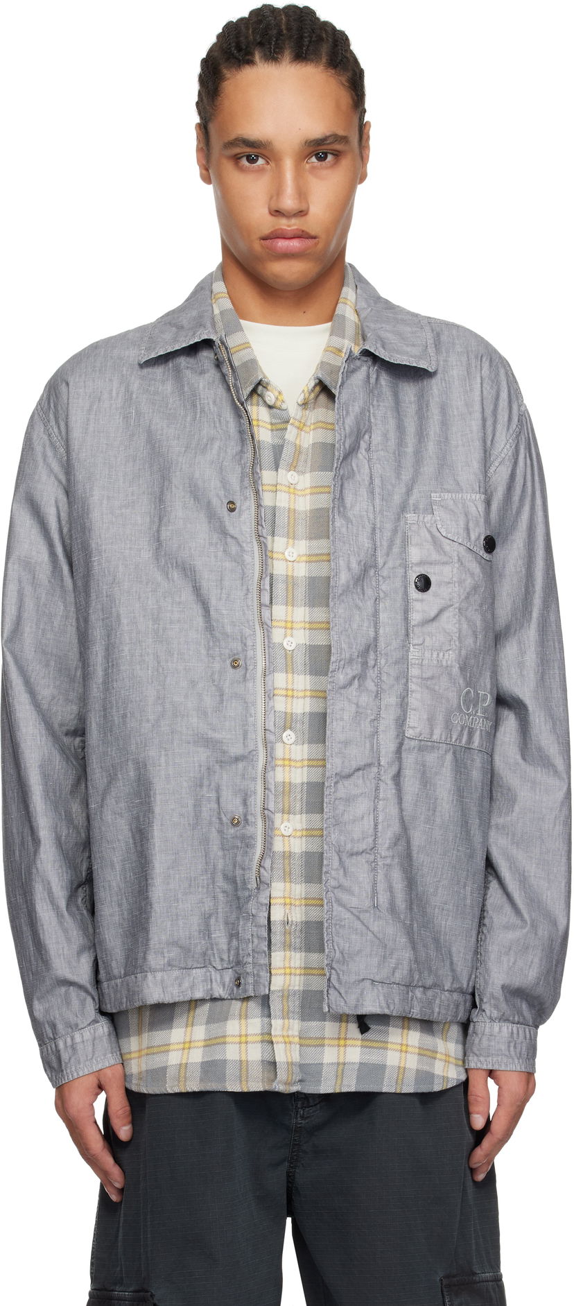 Vjetrovka C.P. Company C.P. Company Lino Wax Overshirt Siva | 18CMOS203A-006284G