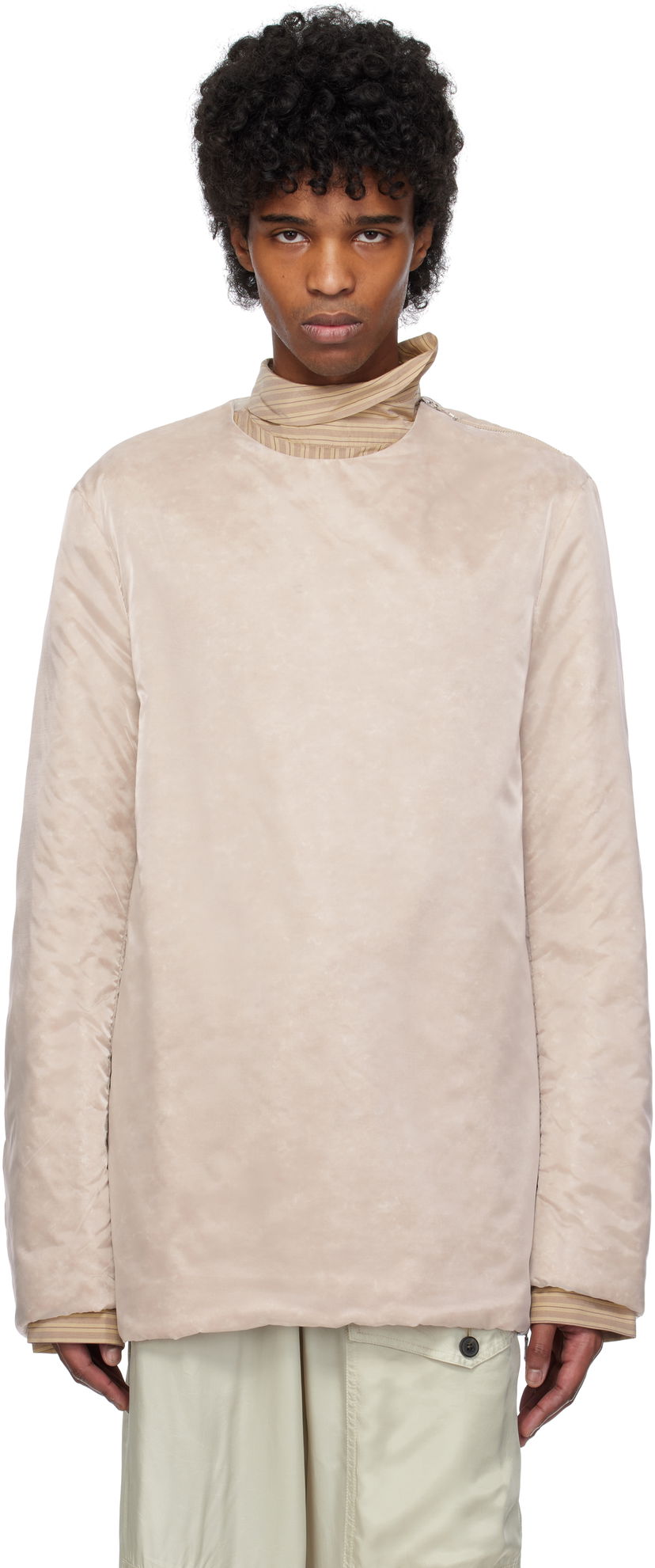 Džemper Dries Van Noten Dries Van Noten Organza Long Sleeve Top Bež | 251-020746-1256