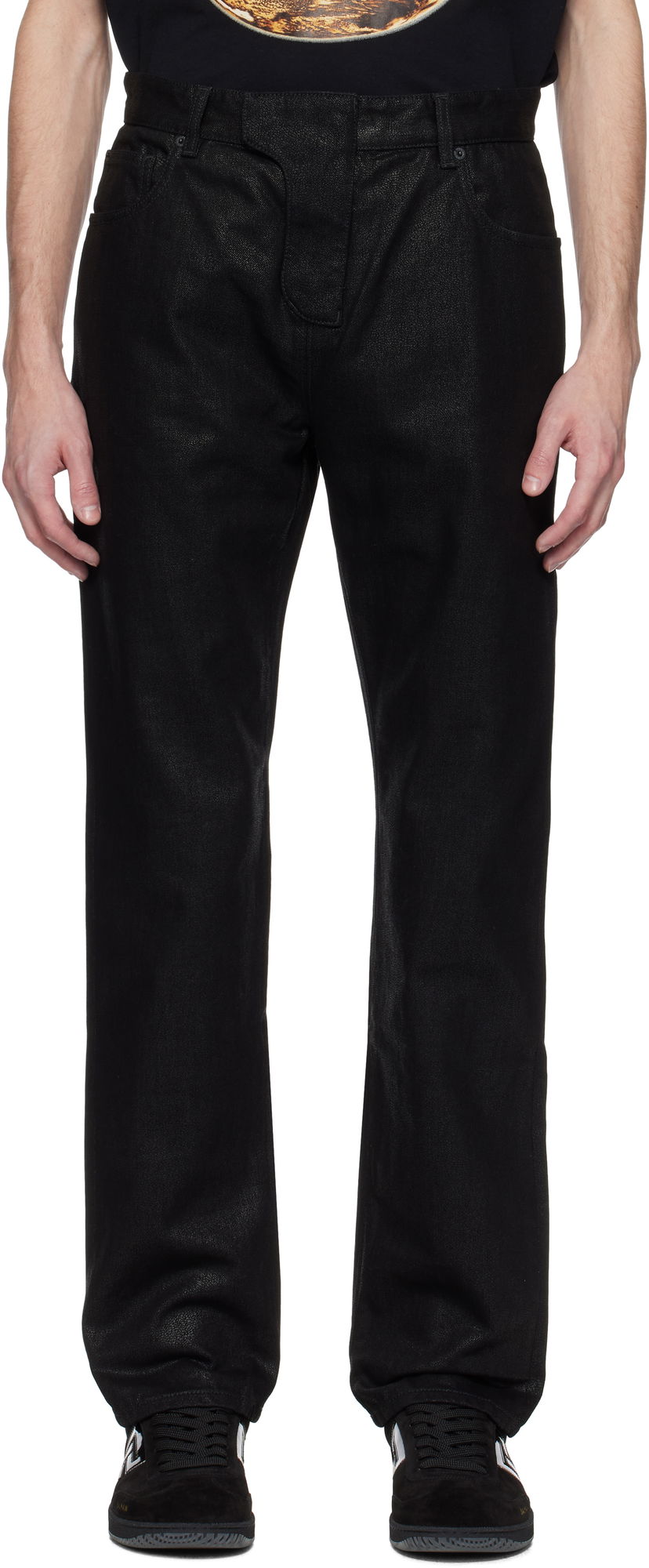 Jeans Balmain Balmain Regular-Fit Coated Jeans Crna | EH0MI083DF72