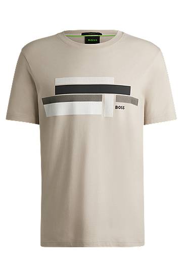 Majica kratkih rukava BOSS Relaxed Fit Stretch T-Shirt with Logo Artwork Bež | 50538923