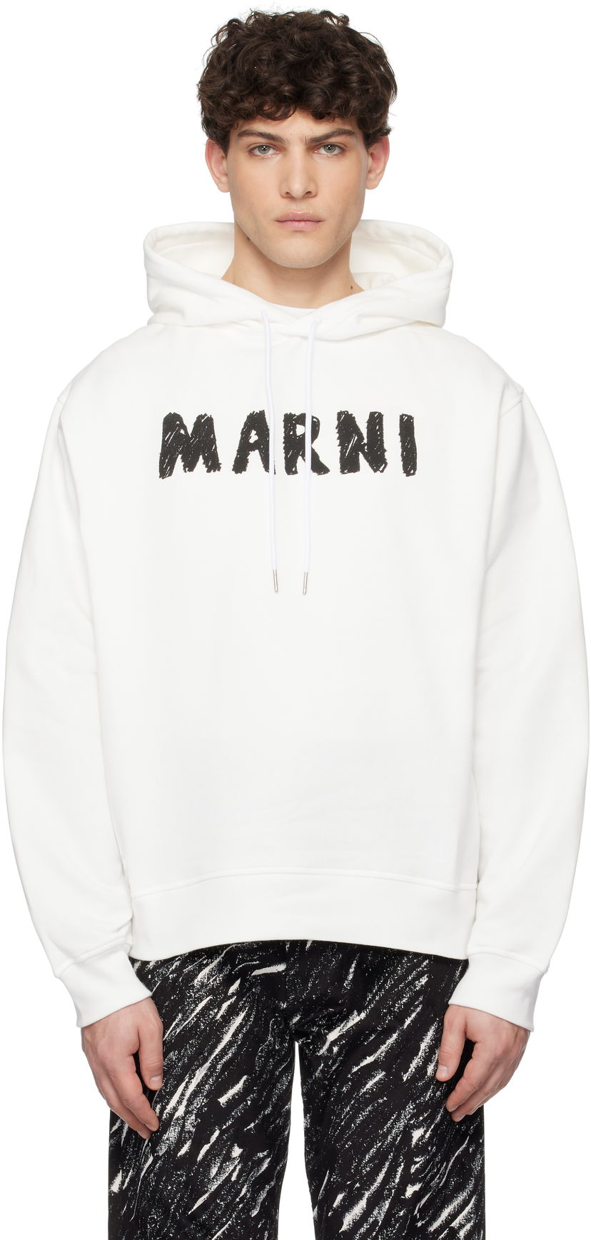 Dukserice Marni Marni Crayon Logo Print Organic Hoodie Bijela | FUMU0137P2 USCX25