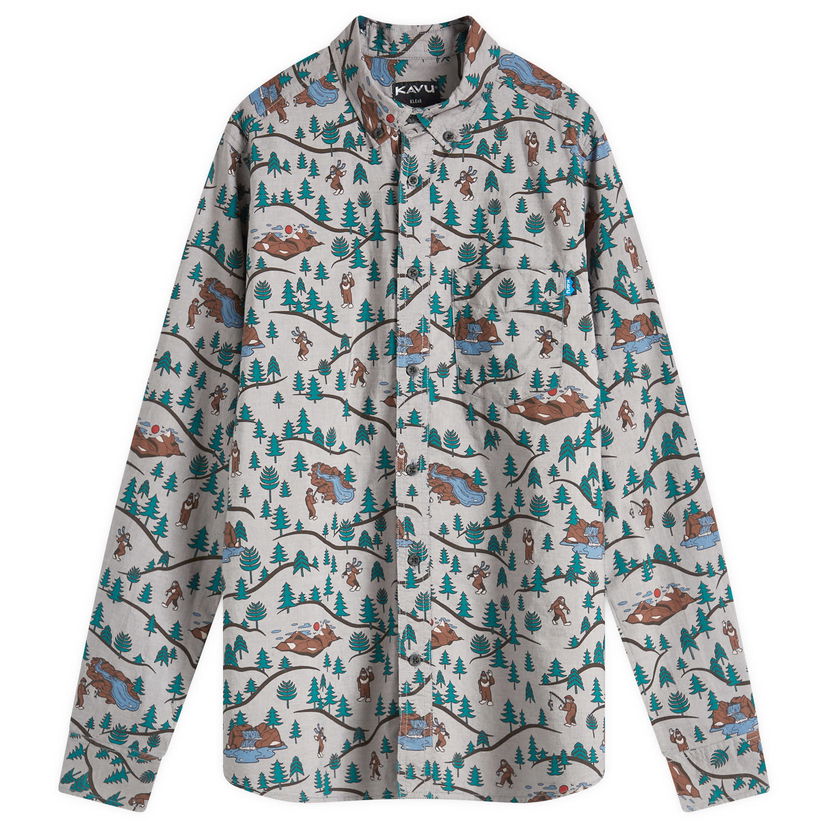 Košulja KAVU Linden Button Down Shirt Sasquatch Trails Large Siva | 5109-2474