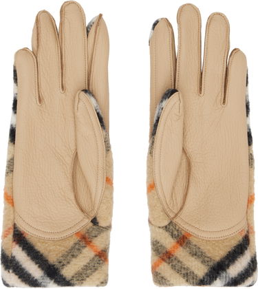 Rukavice Burberry Wool Gloves With Check Pattern Bež | 8097265, 1