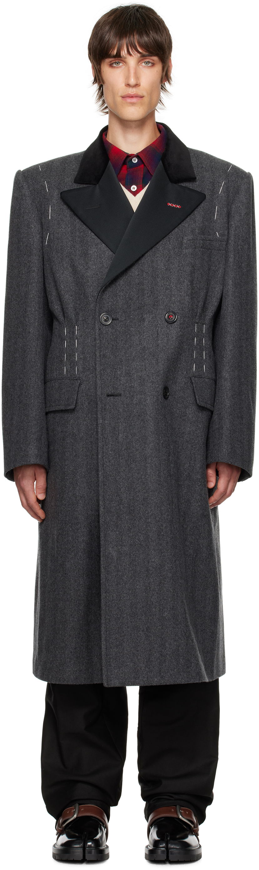 Kaputi Maison Margiela Double-Breasted Coat Siva | SI1AA0002 S53338