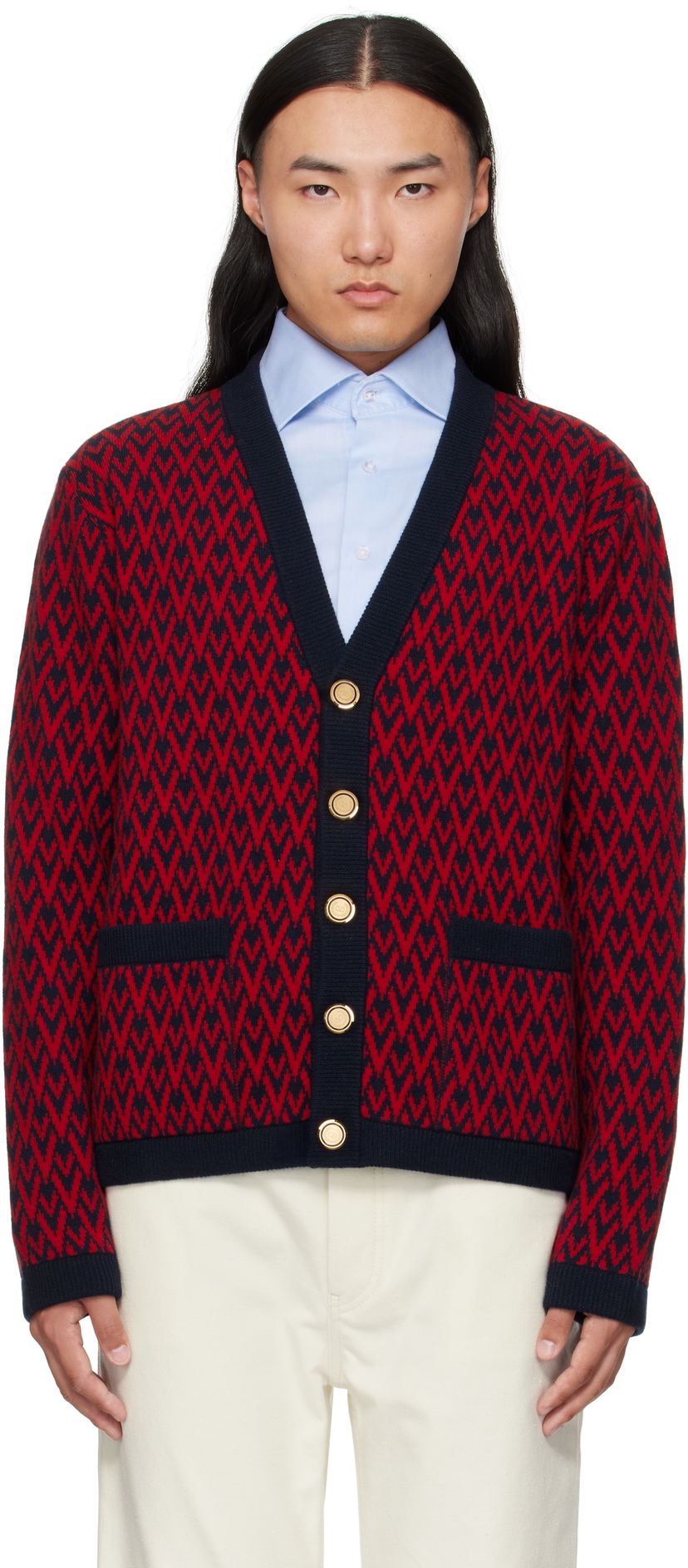 Džemper Valentino Valentino 'Toute La V' Wool Cardigan Crvena | 7V3KA04IAR1