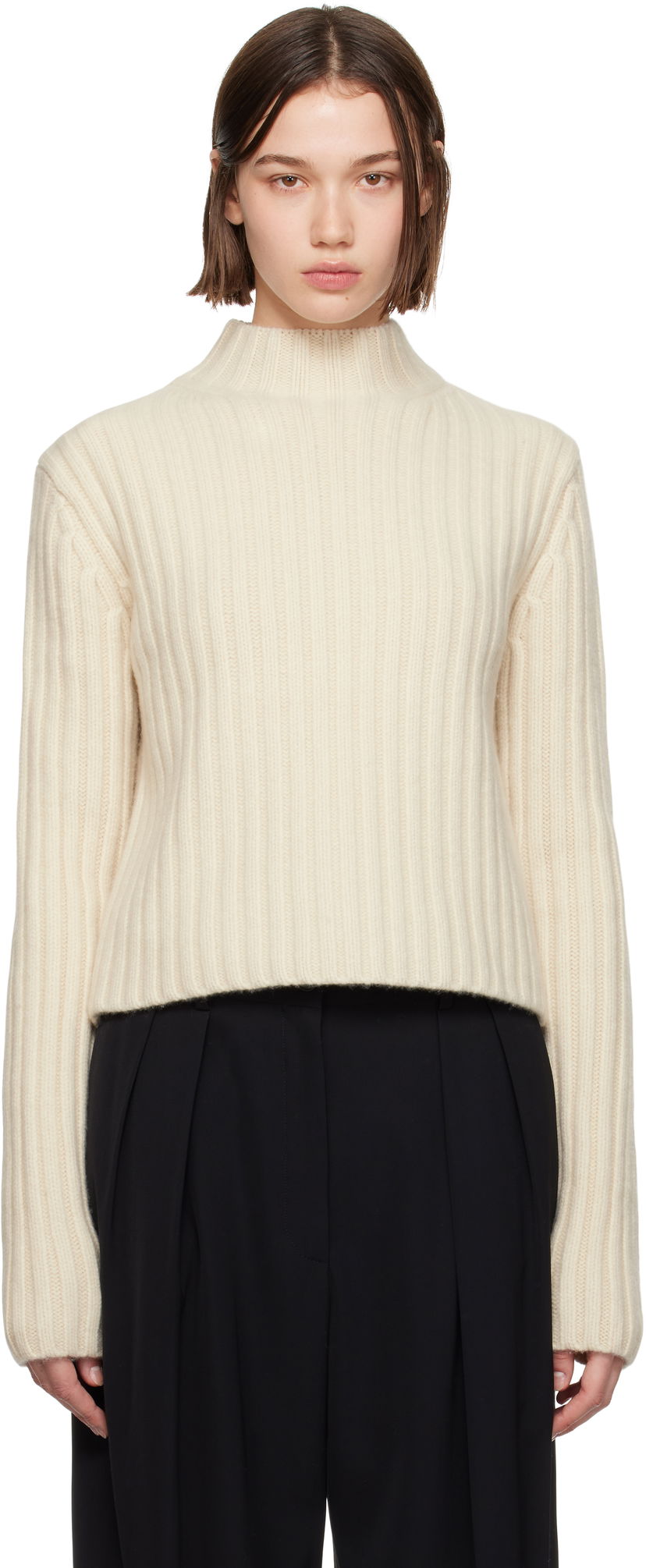 Džemper TOTEME TOTEME Chunky Rib Knit Sweater Bež | 244-WRT0375-YA0004