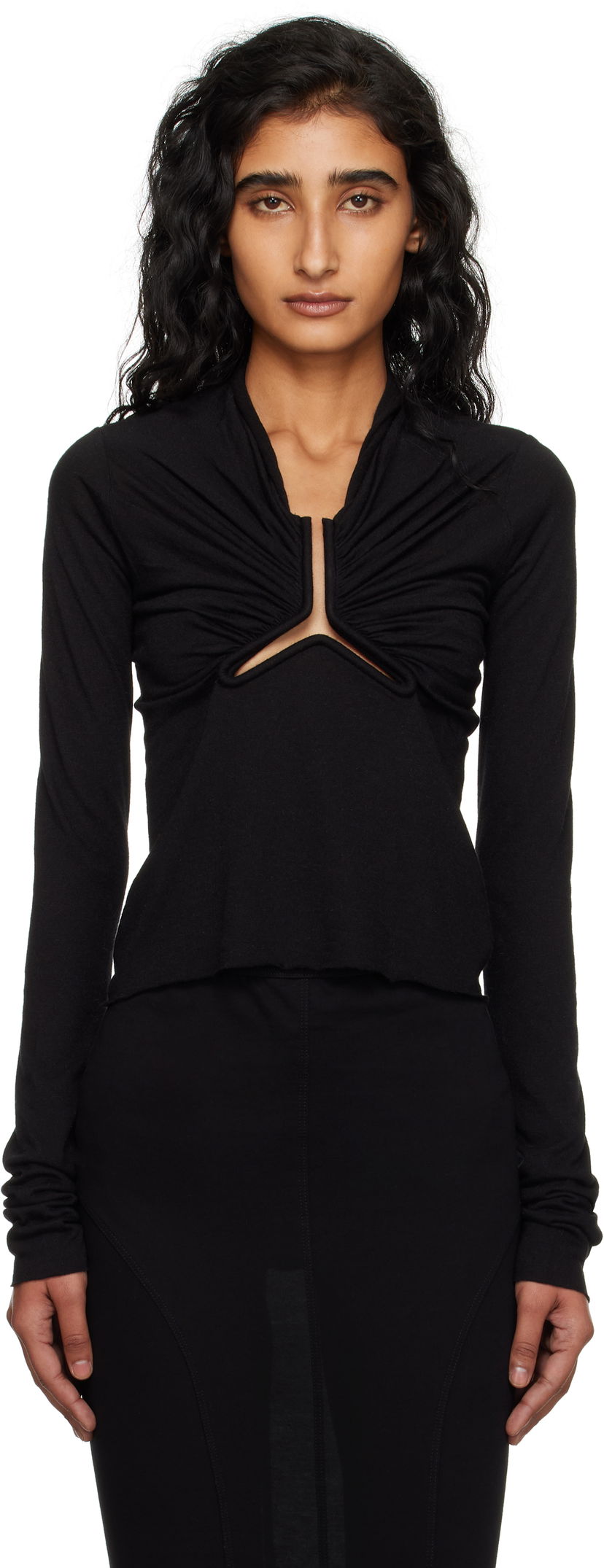 Majica kratkih rukava Rick Owens Rick Owens Allanah Long Sleeve T-Shirt Crna | RP02E4266 JR